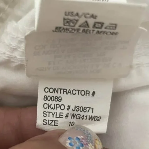 Calvin Klein White Cotton Cargo Pants Size 10 Utility Pocket Casual Minimalist - Picture 14 of 16